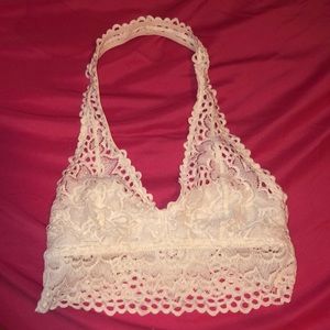 Aerie White Halter Lace Bralette